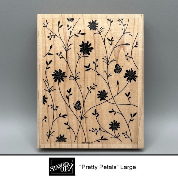 Stampin Up "Pretty Petals" Large Stamp – Floral Butterfly Background - Picture 1 of 4